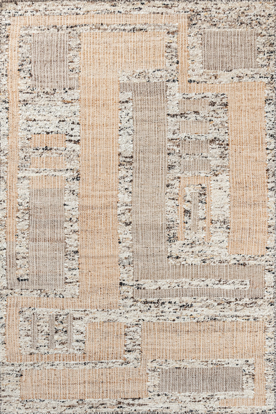 Patola - Hand Made Hand Knotted Pure Hand Carded Wool and Jute Crossword Natural Jute Shade Carpet