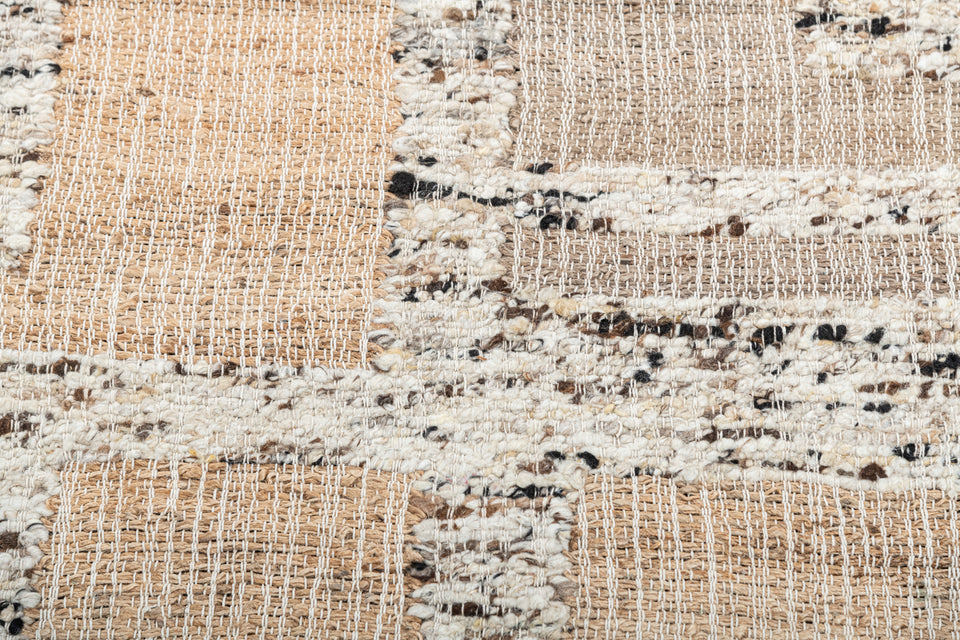 Patola - Hand Made Hand Knotted Pure Hand Carded Wool and Jute Crossword Natural Jute Shade Carpet