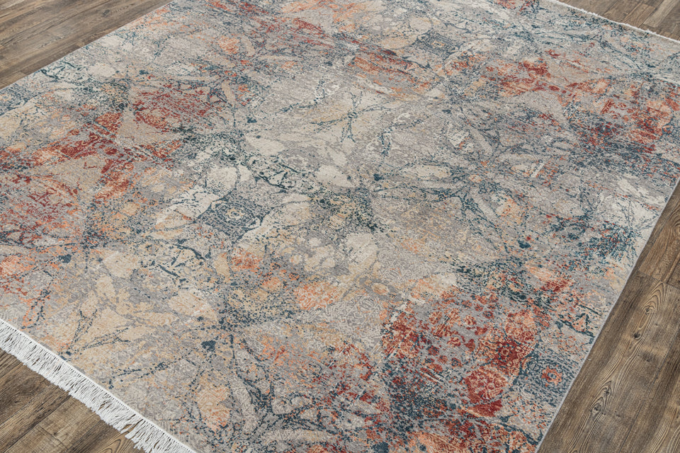 Luxury - Hand Made Hand Knotted Pure Wool Eternal Grey Multy Carpet C12