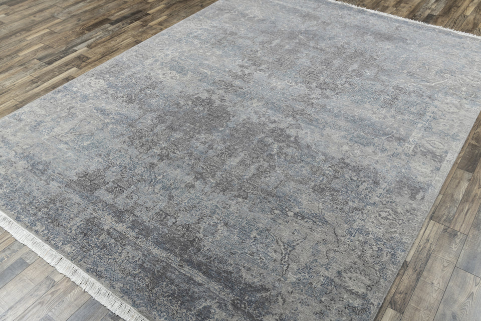 Luxury - Hand Made Hand Knotted Pure Wool Eternal Grey Blue Carpet C21