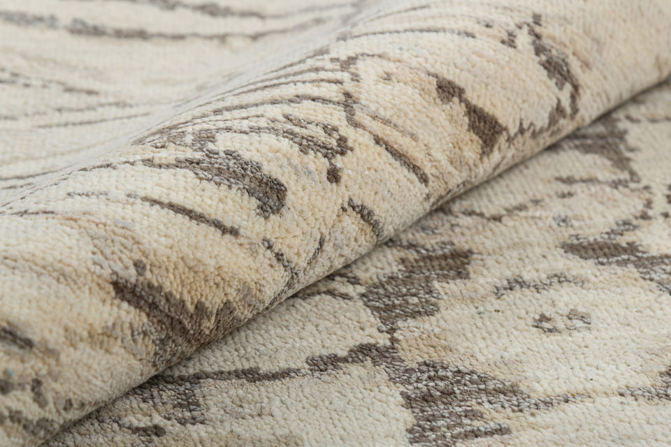 Luxury - Hand Made Hand Knotted Pure Wool Pristine Beige Brown Carpet G812