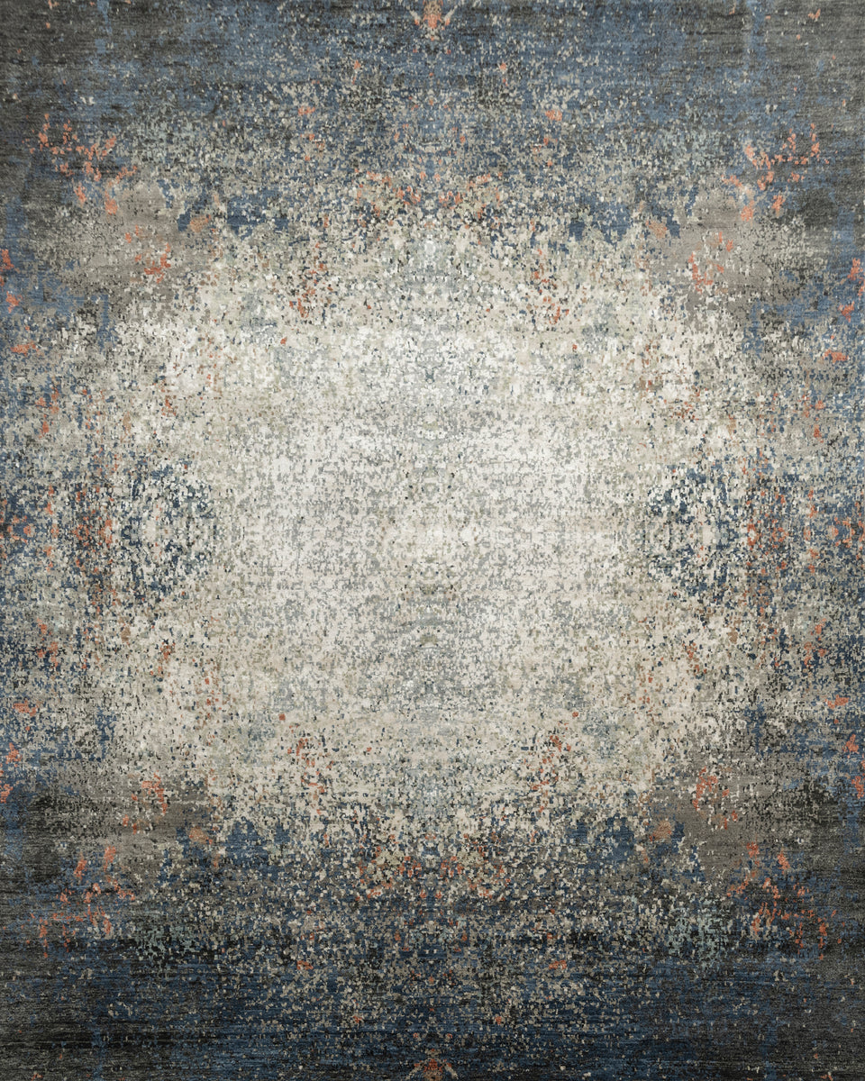 Luxury - Hand Made Hand Knotted Wool Viscose Pristine Charcoal Grey Carpet G1201