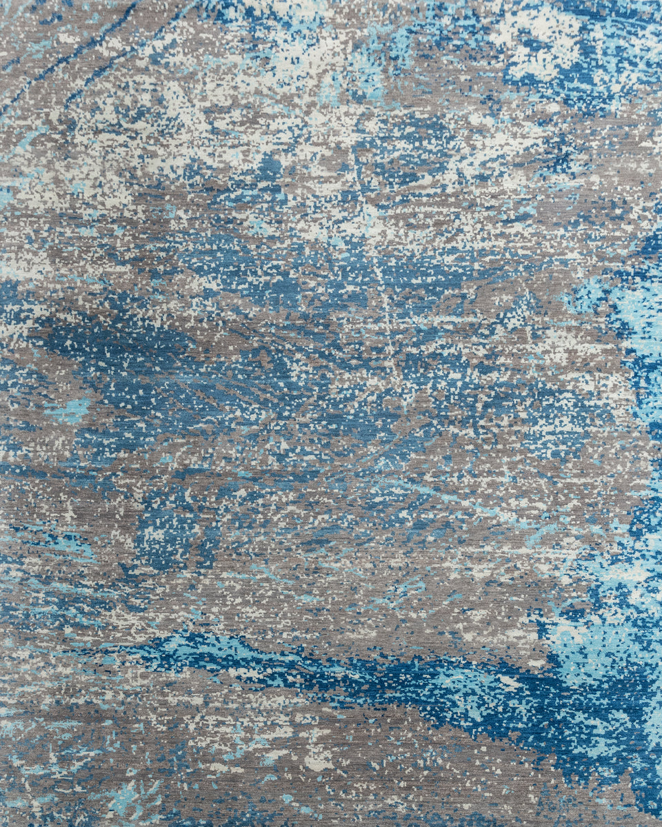 Luxury - Hand Made Hand Knotted Pure Wool Pristine Grey Blue Carpet G901