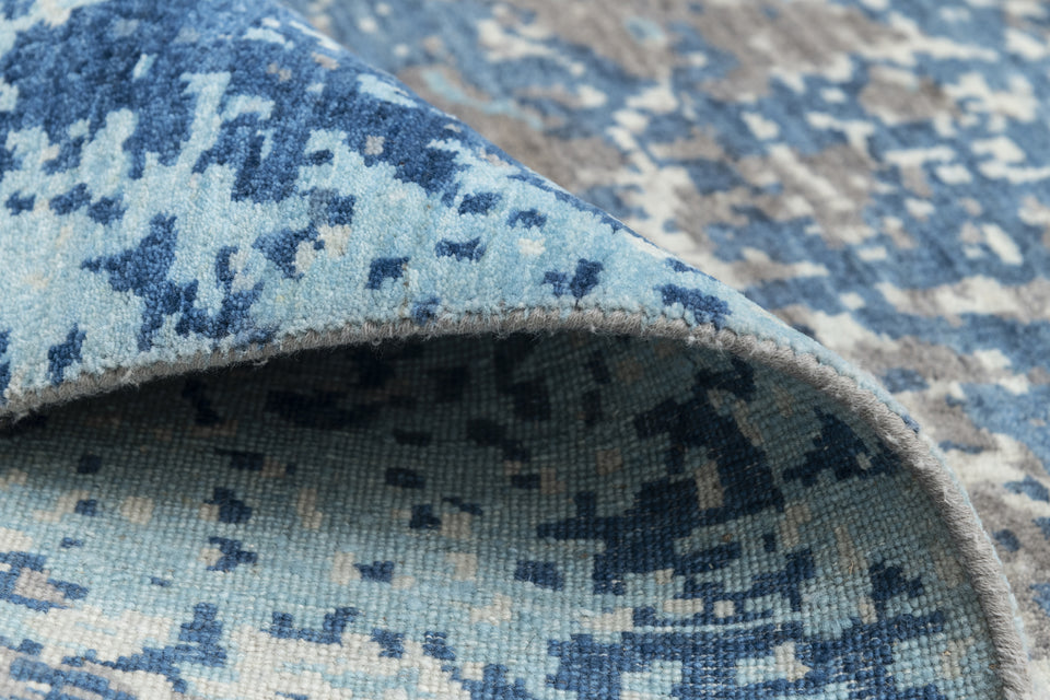 Luxury - Hand Made Hand Knotted Pure Wool Pristine Grey Blue Carpet G901