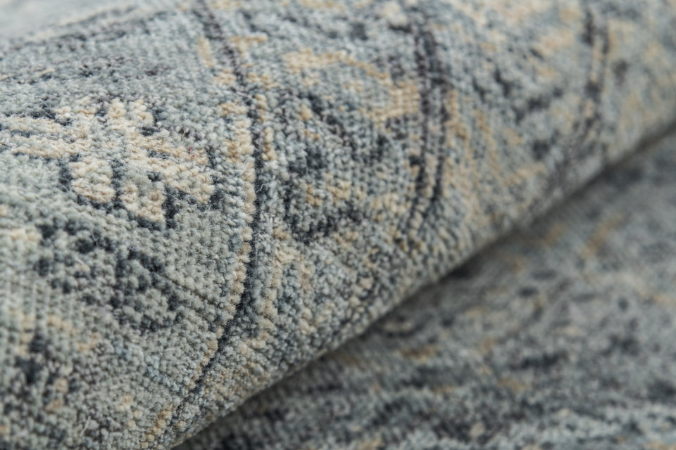 Luxury - Hand Made Hand Knotted Pure Wool Vibrance Green Beige Carpet Baori-1