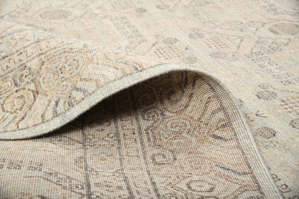 Luxury - Hand Made Hand Knotted Pure Wool Vibrance Beige Blue Carpet Khotan2