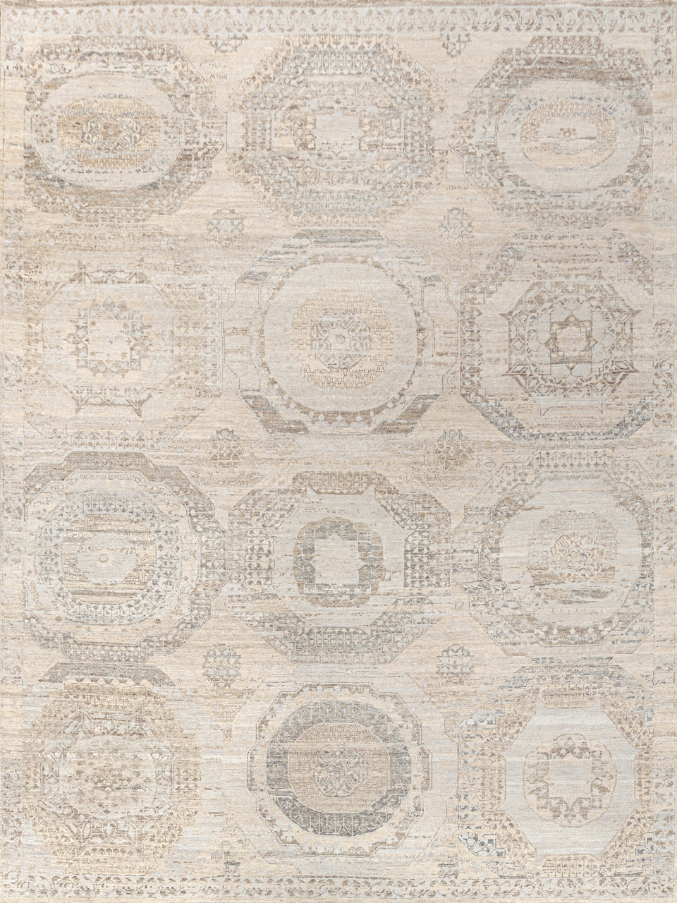 Luxury - Hand Made Hand Knotted Pure Wool Vibrance Brown Grey Carpet Mamluk
