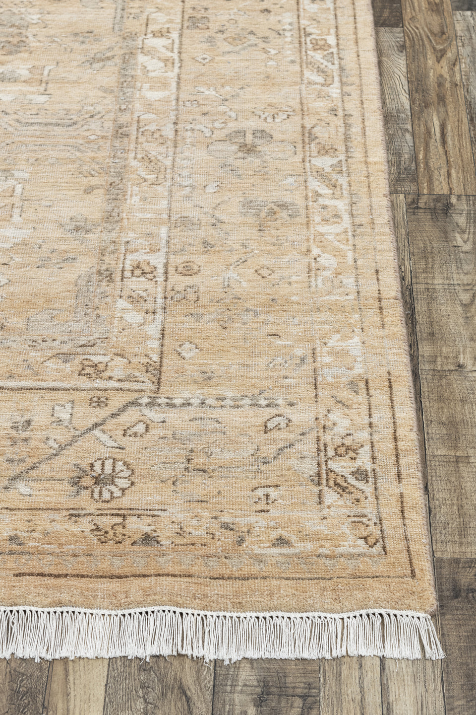 Luxury - Hand Made Hand Knotted Pure Wool Vibrance L Peach Grey Carpet Oushak