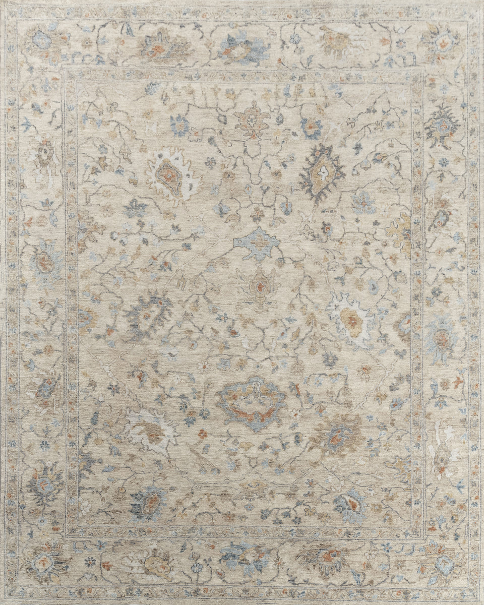 Luxury - Hand Made Hand Knotted Pure Wool Vibrance Camel Blue Carpet Oushak