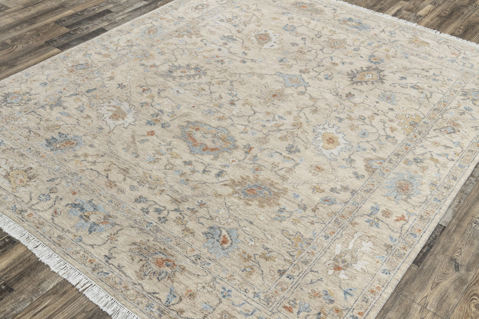 Luxury - Hand Made Hand Knotted Pure Wool Vibrance Camel Blue Carpet Oushak