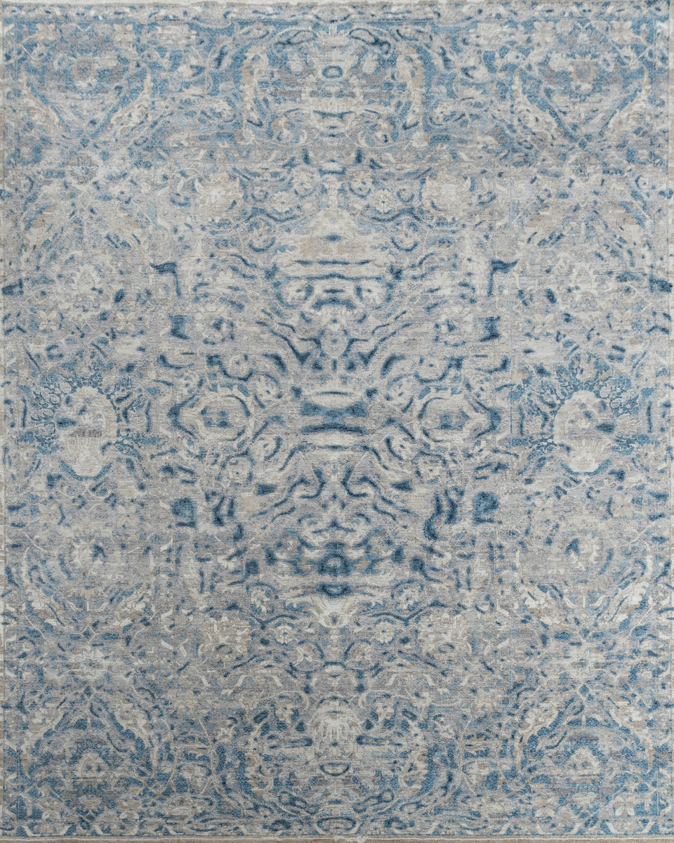 Luxury - Hand Made Hand Knotted Pure Wool Eternal Grey Blue Carpet T8