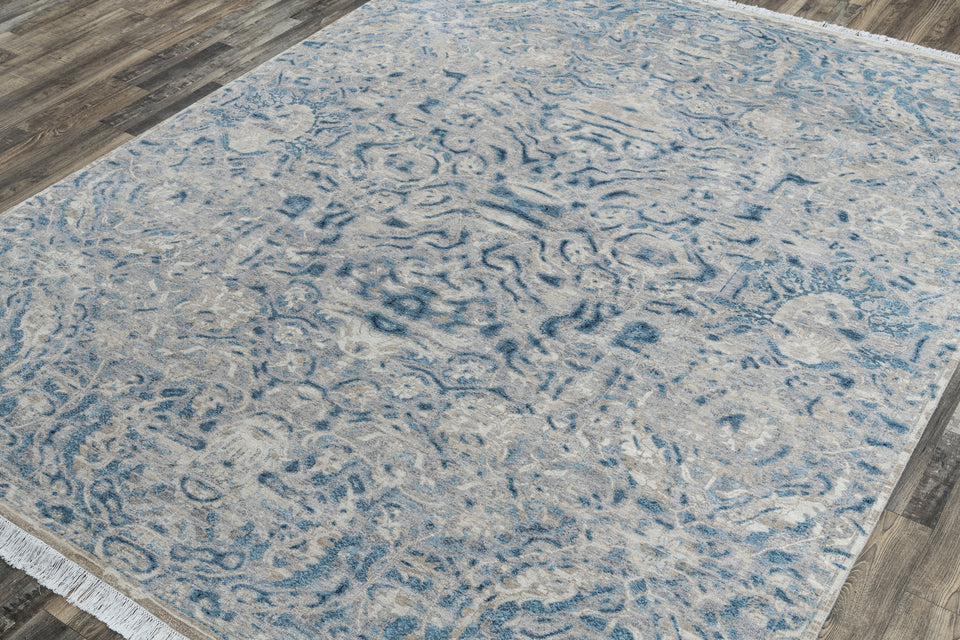Luxury - Hand Made Hand Knotted Pure Wool Eternal Grey Blue Carpet T8