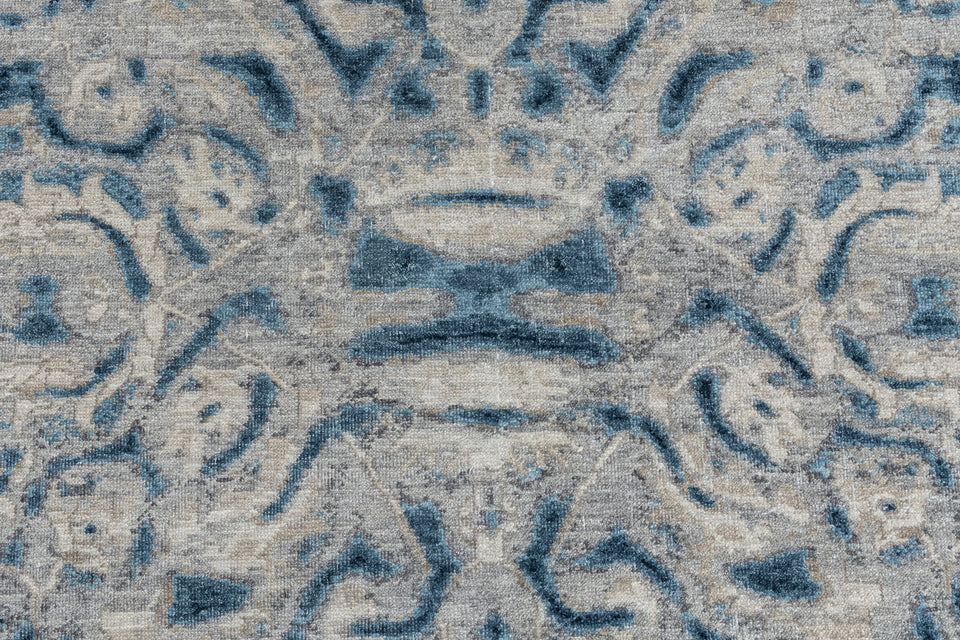Luxury - Hand Made Hand Knotted Pure Wool Eternal Grey Blue Carpet T8