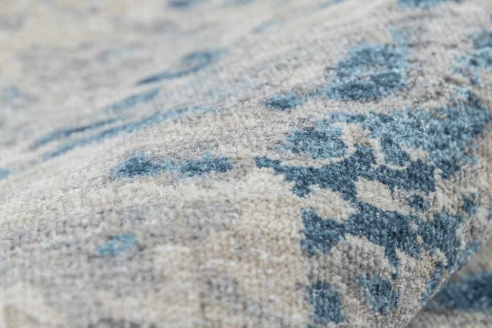 Luxury - Hand Made Hand Knotted Pure Wool Eternal Grey Blue Carpet T8