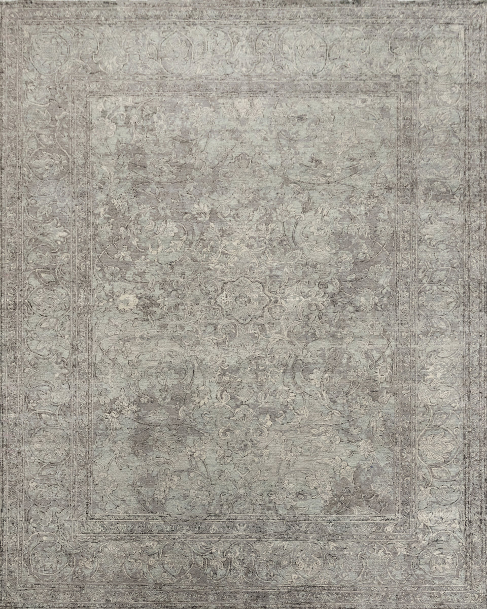 Luxury - Hand Made Hand Knotted Pure Wool Eternal Grey Blue Carpet T15
