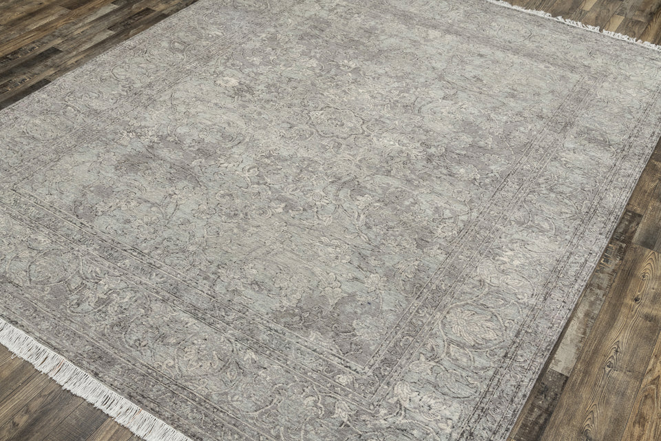 Luxury - Hand Made Hand Knotted Pure Wool Eternal Grey Blue Carpet T15