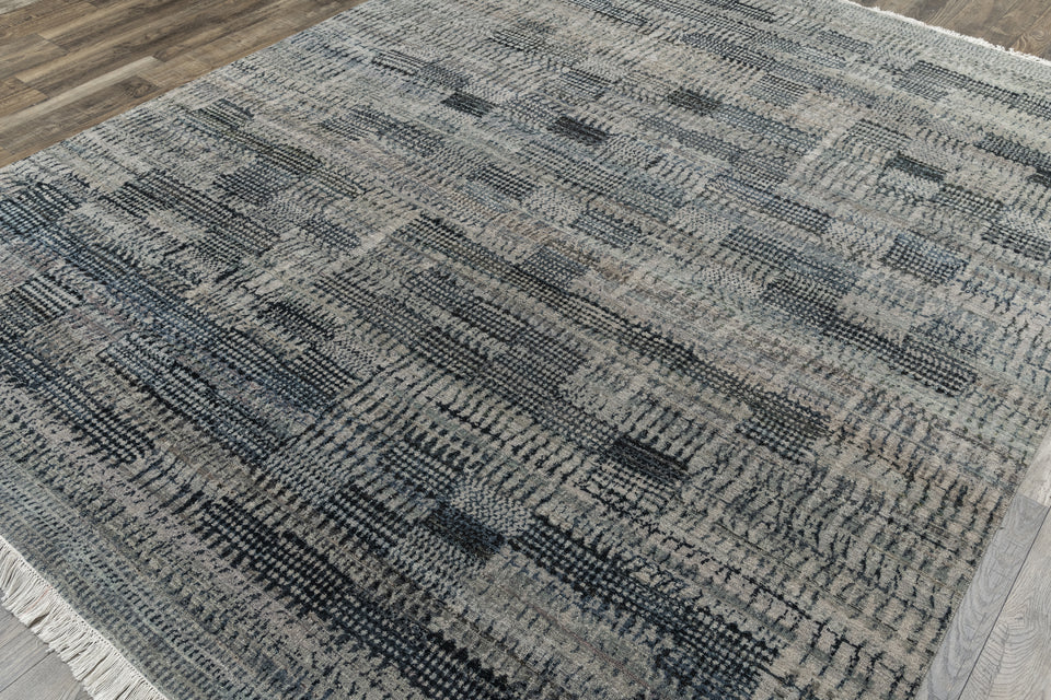 Luxury - Hand Made Hand Knotted Pure Wool Eternal Grey Charcoal Carpet Tex1