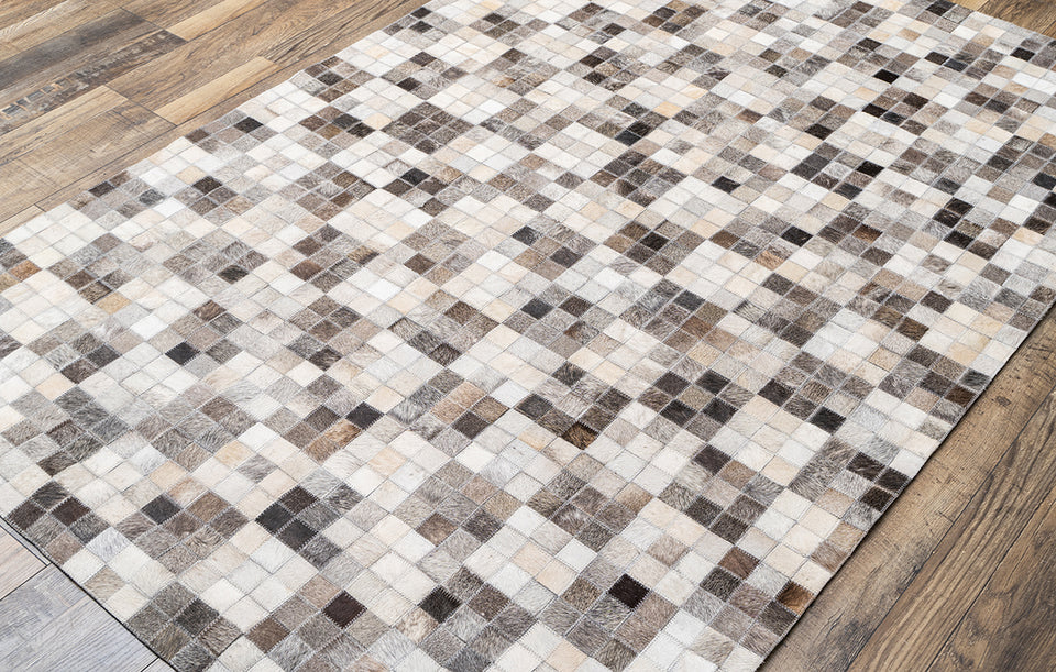 Lugana Grey.Charcoal Leather Hairon Carpet