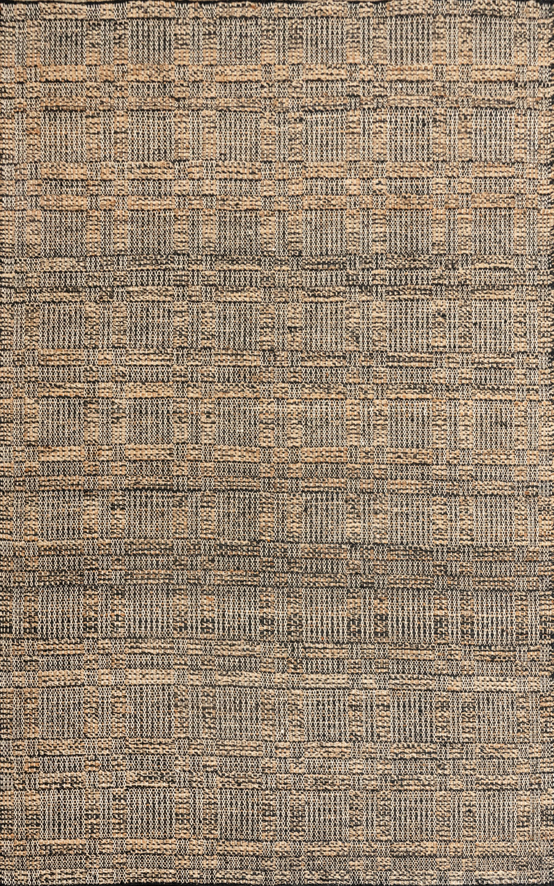 Cleo Charcoal Gold Panja Weave Dhurrie