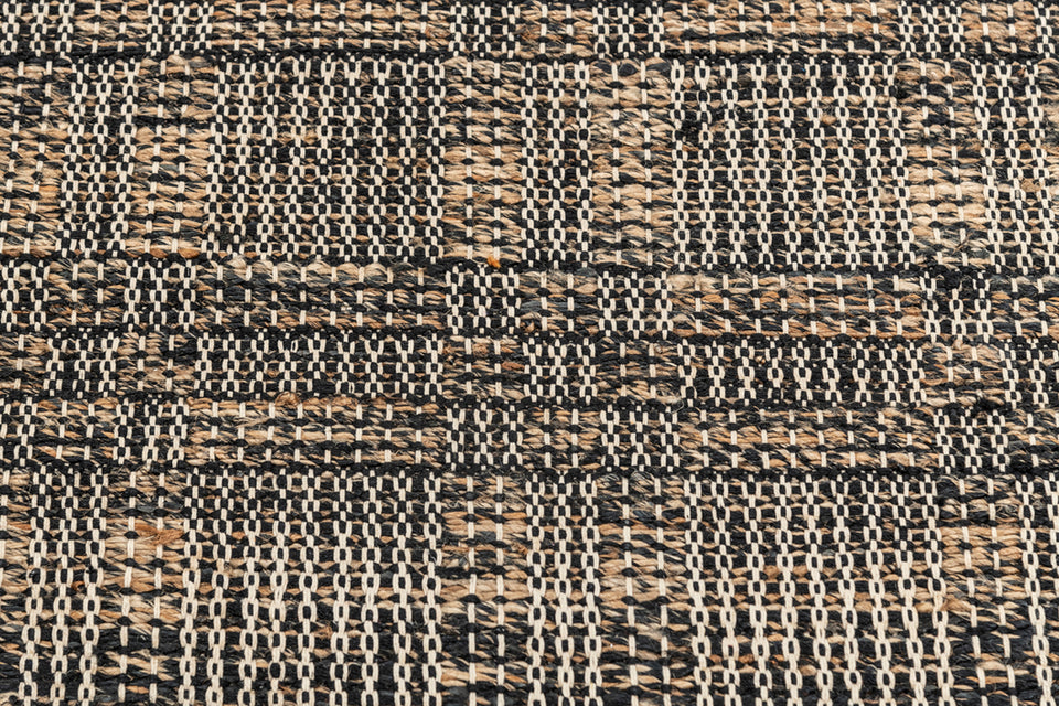 Cleo Charcoal Gold Panja Weave Dhurrie