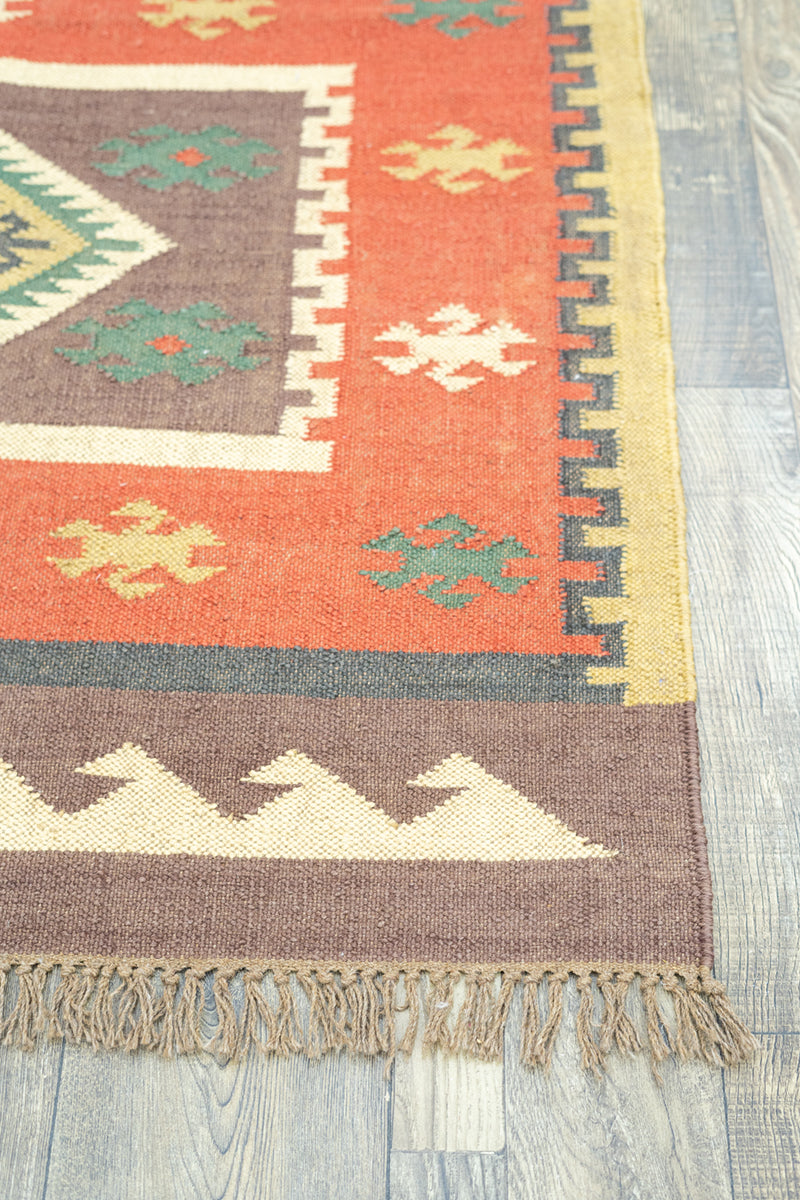 Dyer Rust Handwoven Panja Dhurry