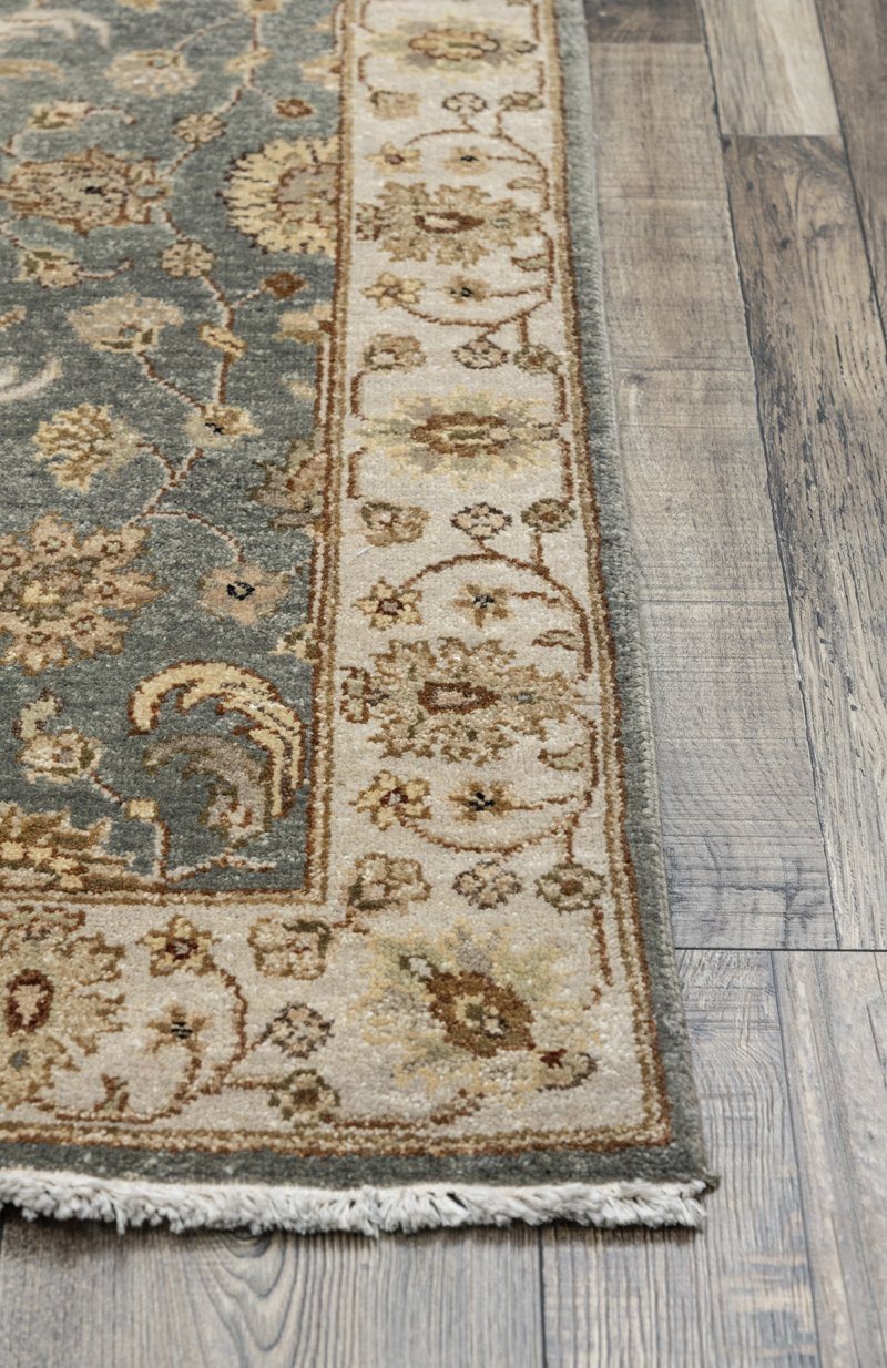 Luxury - Vanadey Sea Blue Ivory New Zealand Wool Hand Knotted Premium Carpet
