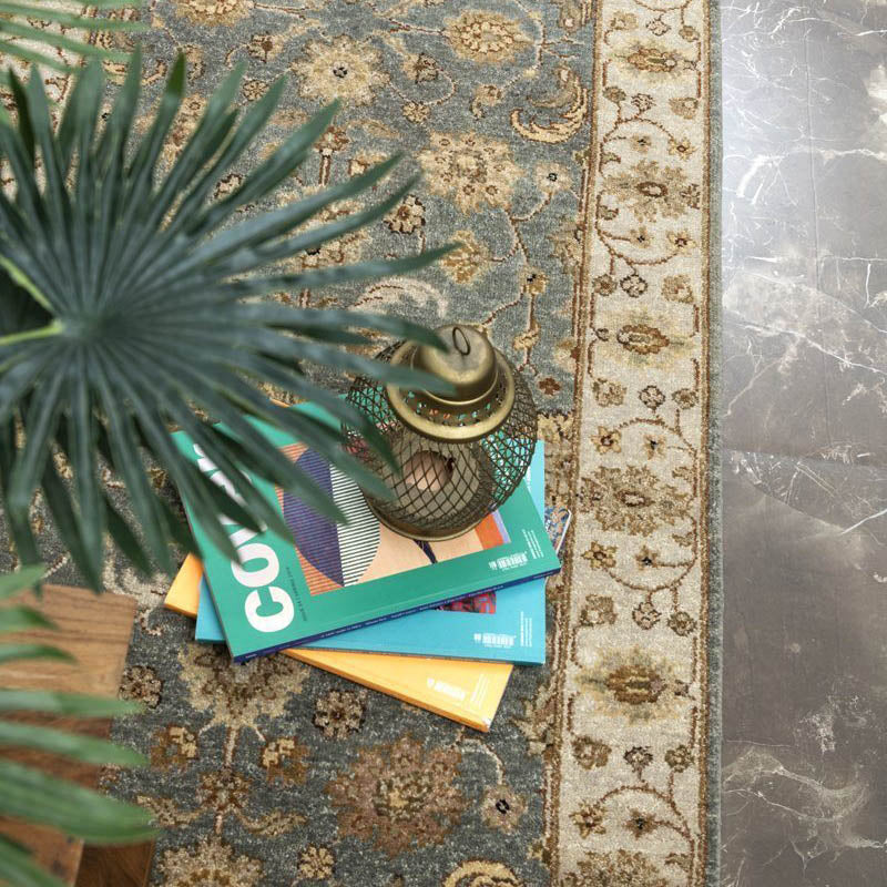 Luxury - Vanadey Sea Blue Ivory New Zealand Wool Hand Knotted Premium Carpet