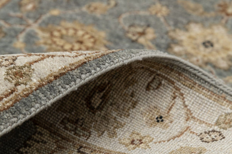 Luxury - Vanadey Sea Blue Ivory New Zealand Wool Hand Knotted Premium Carpet