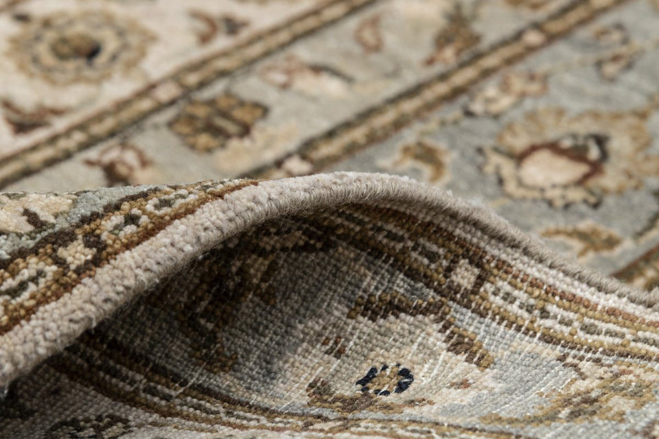 Luxury - Vienne Sea Blue Ivory New Zealand Wool Hand Knotted Premium Carpet