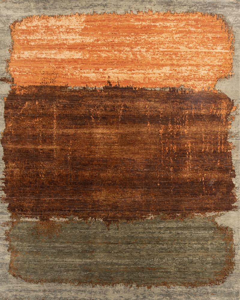 Luxury - Chateau Salmon Rust Multi Pure Silk & Wool Hand Knotted Premium Carpet