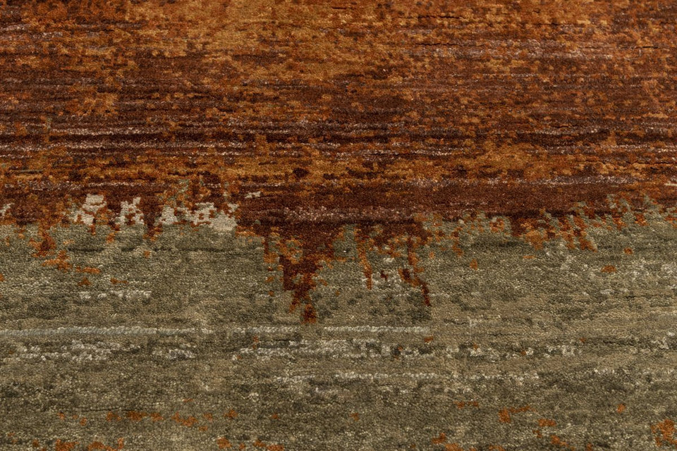Luxury - Chateau Salmon Rust Multi Pure Silk & Wool Hand Knotted Premium Carpet