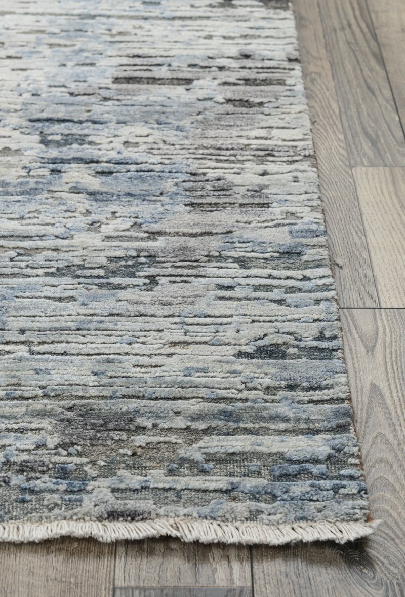 Luxury - Salix Grey Blue Pure Silk & Wool Hand Knotted Premium Carpet