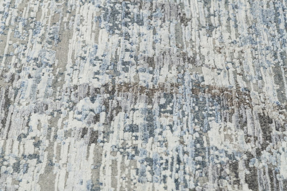 Luxury - Salix Grey Blue Pure Silk & Wool Hand Knotted Premium Carpet