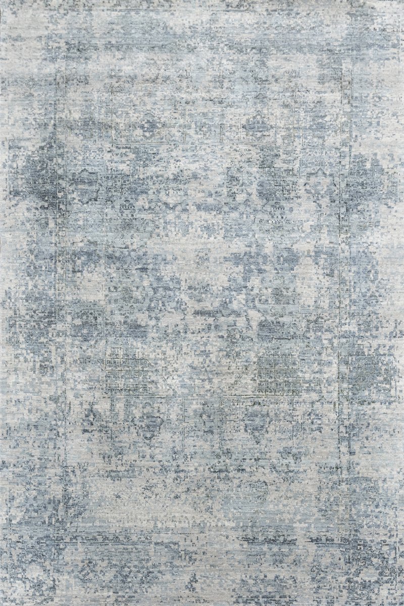 Luxury - Delmara Grey Blue New Zealand Wool Hand Knotted Premium Carpet