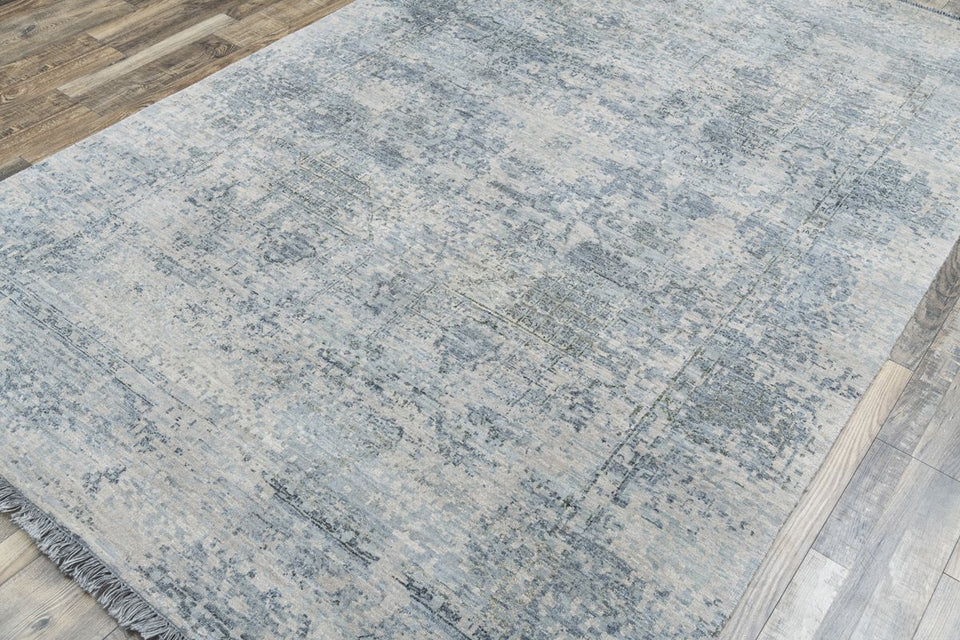 Luxury - Delmara Grey Blue New Zealand Wool Hand Knotted Premium Carpet 905 PRISTINE