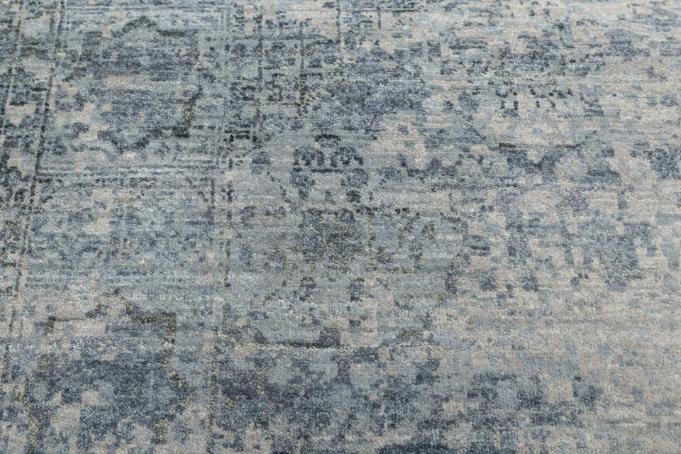Luxury - Delmara Grey Blue New Zealand Wool Hand Knotted Premium Carpet 905 PRISTINE