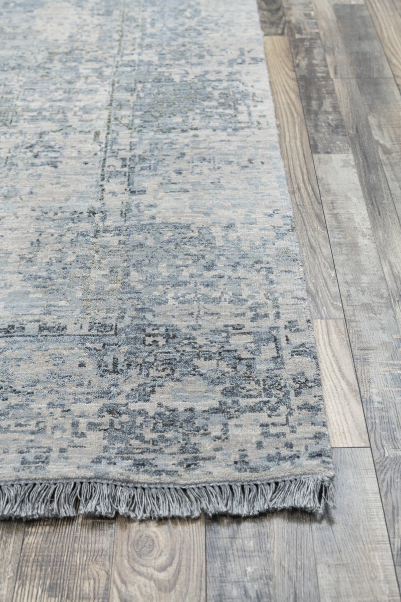 Luxury - Delmara Grey Blue New Zealand Wool Hand Knotted Premium Carpet 905 PRISTINE