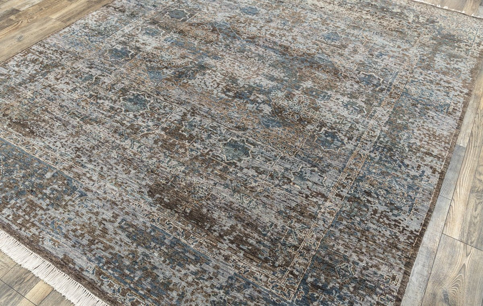 Luxury - Finlay  ST Grey Blue New Zealand Wool Hand Knotted Premium Carpet G905
