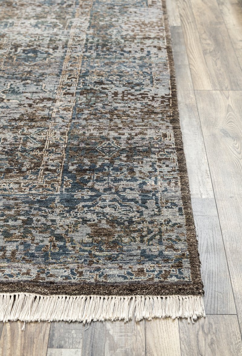 Luxury - Finlay  ST Grey Blue New Zealand Wool Hand Knotted Premium Carpet G905