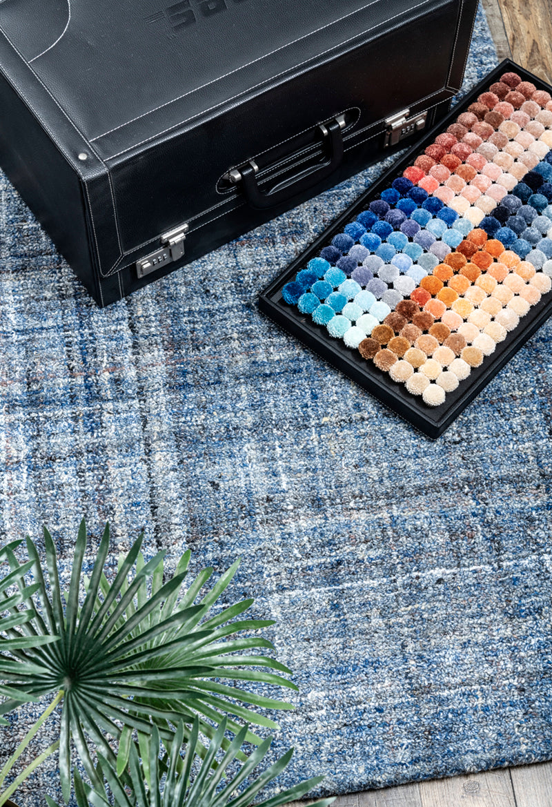 Gemma Blue Wool Hand Knotted Premium Carpet