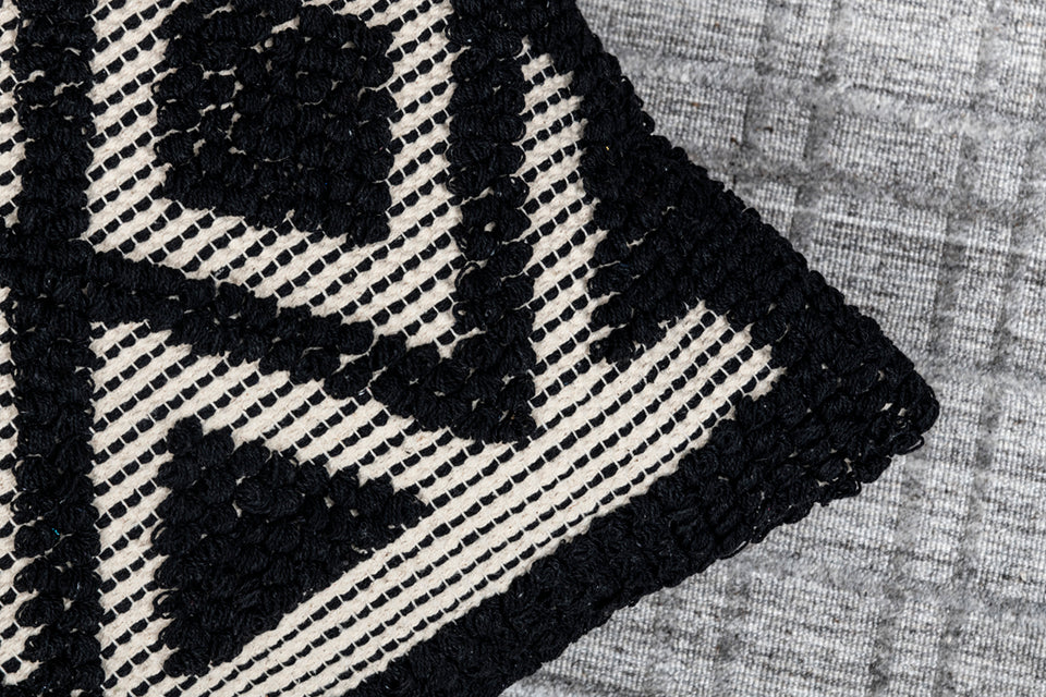 Romy Black and White Diamond Cut Handmade Cushion