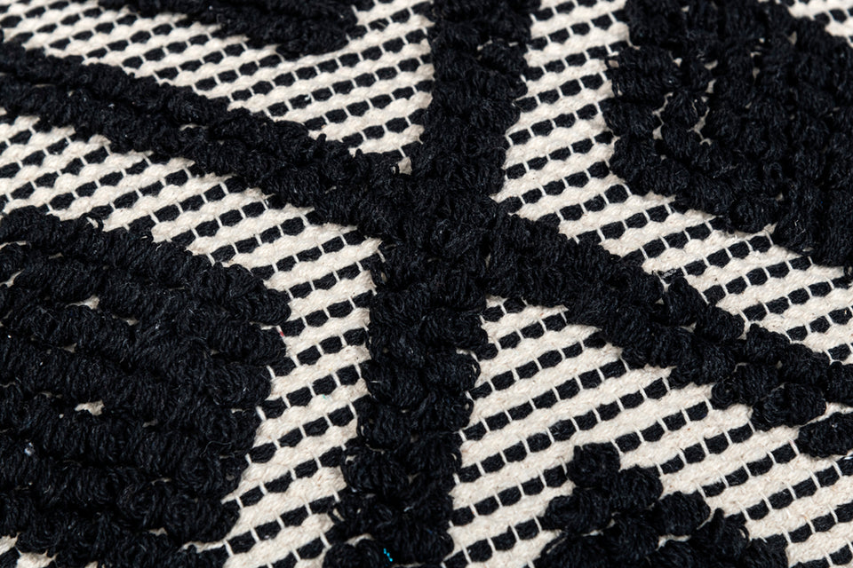 Romy Black and White Diamond Cut Handmade Cushion