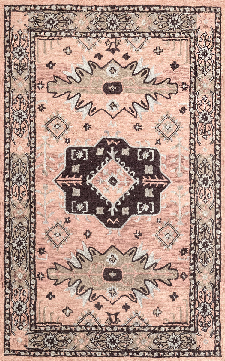 Spatial Pink Grey Hand Tufted Wool Carpet