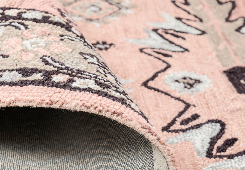 Spatial Pink Grey Hand Tufted Wool Carpet
