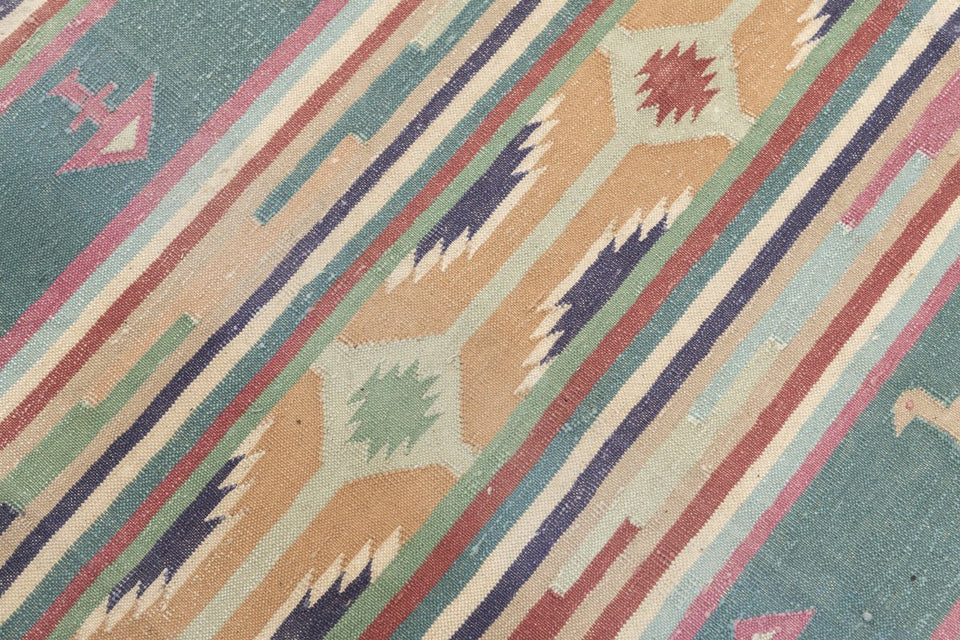 Luxury - Monteclair Blue Multy Cotton Hand Knotted Premium Durrie