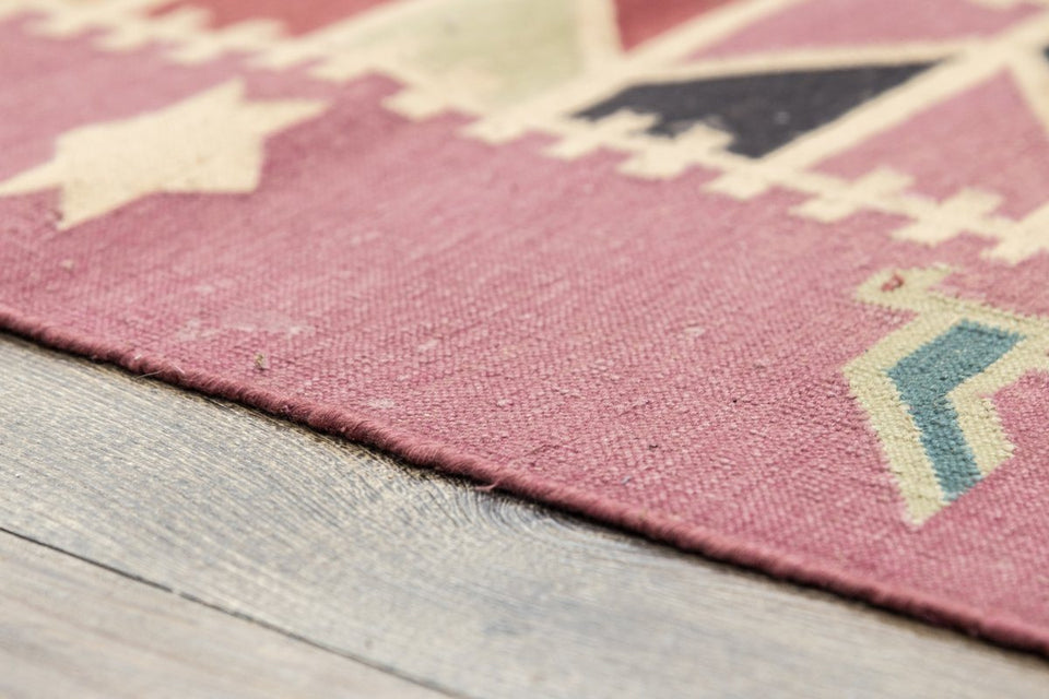 Luxury - Genesis Pink Multy Cotton Hand Knotted Premium Durrie