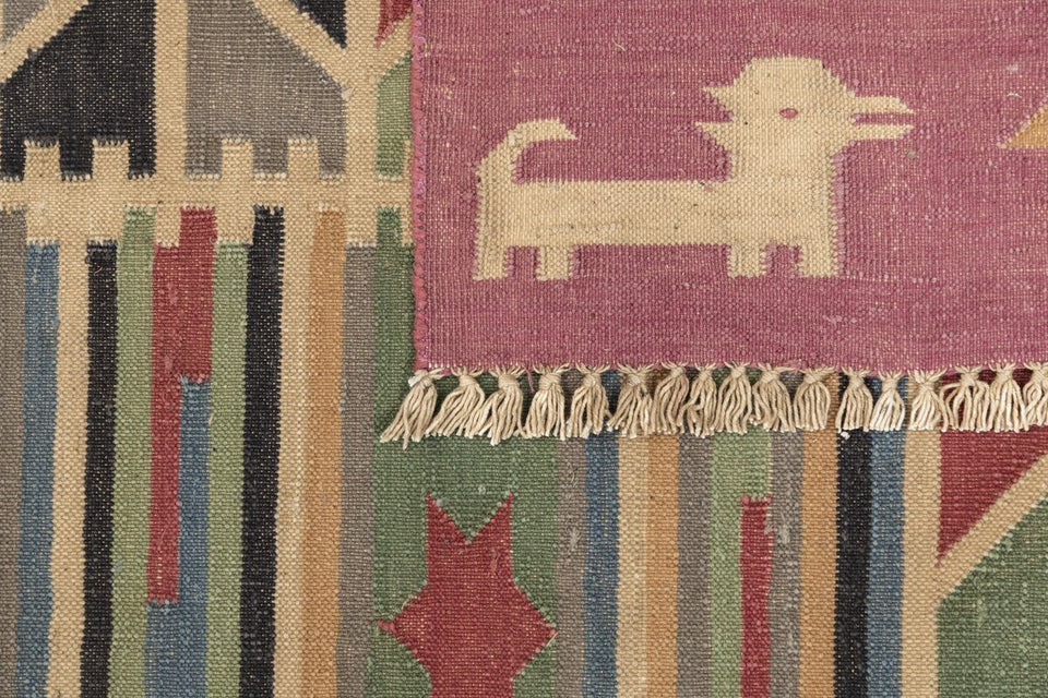 Luxury - Genesis Pink Multy Cotton Hand Knotted Premium Durrie