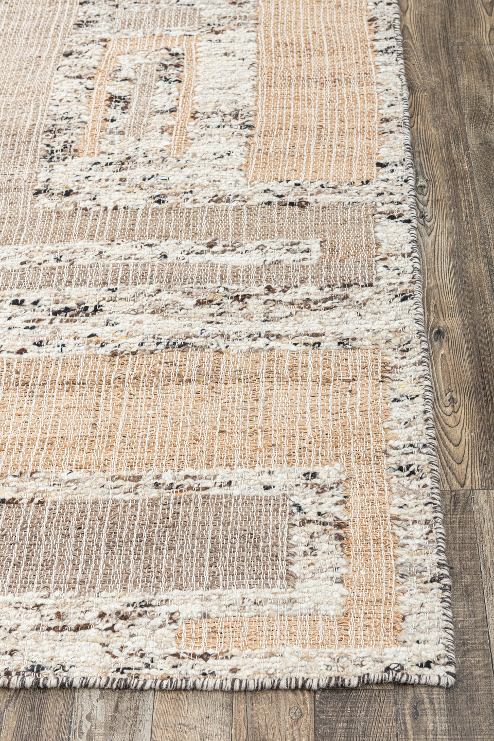 Patola - Hand Made Hand Knotted Pure Hand Carded Wool and Jute Crossword Natural Jute Shade Carpet