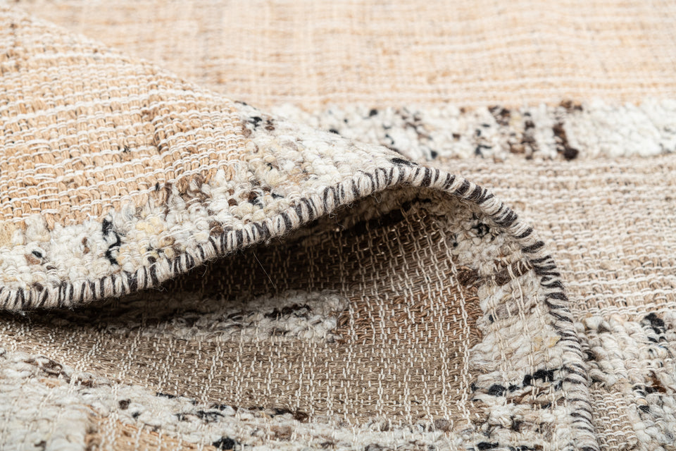 Patola - Hand Made Hand Knotted Pure Hand Carded Wool and Jute Crossword Natural Jute Shade Carpet