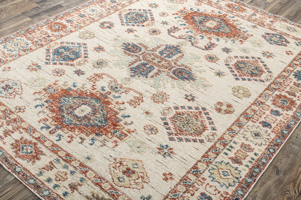 Patola - Hand Made Hand Knotted Pure Wool Distressed Beige Rust Carpet